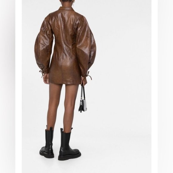 ROTATE BIRGER CHRISTENSEN Lace-up distressed faux leather mini dress - Picture 4 of 16